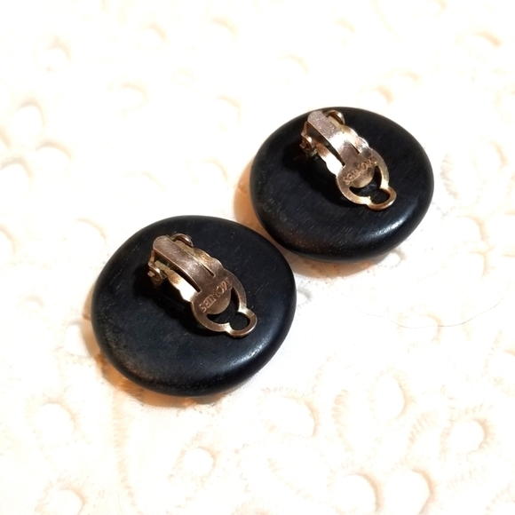 MONIES Gerda Lynggaard Horn Shell Vintage Earrings Signed - Picture 2 of 7